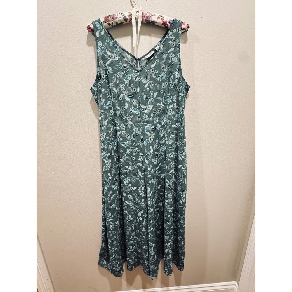 LOGO Lori Goldstein Blue Paisley Floral Wide Leg Sleeveless Jumpsuit Medium Boho - Picture 2 of 8
